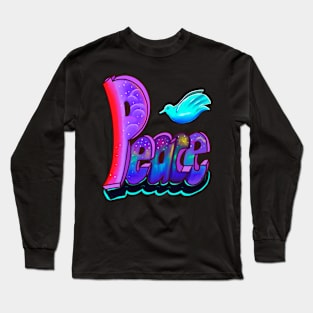 Peace word with dove Peace graffiti text Peace Long Sleeve T-Shirt